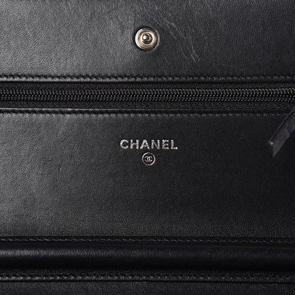 Chanel Lambskin Chevron Quilted Wallet On Chain WOC So Black 6 of 17