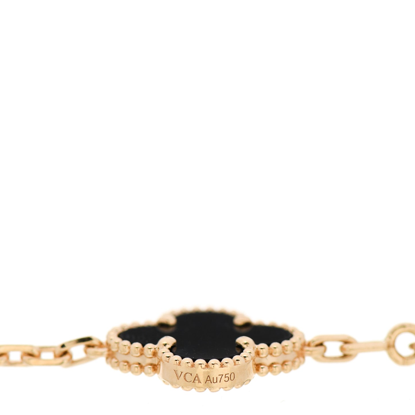 18K Yellow Gold Black Onyx 5 Motifs Vintage Alhambra Bracelet