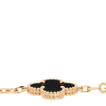Van Cleef & Arpels 18K Yellow Gold Black Onyx 5 Motifs Vintage Alhambra Bracelet 4 of 6