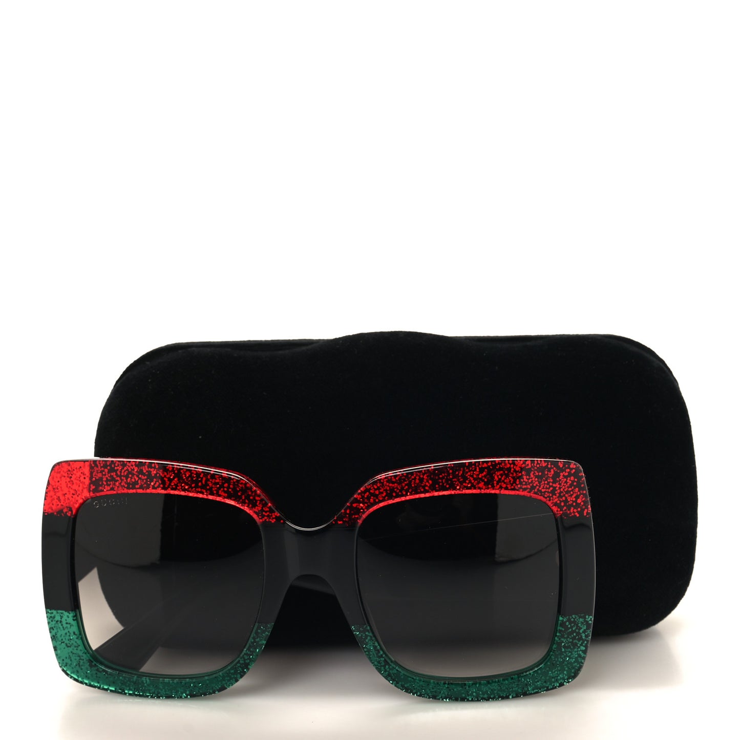 Acetate Square Frame Sunglasses GG0083S Glitter Red Black Green