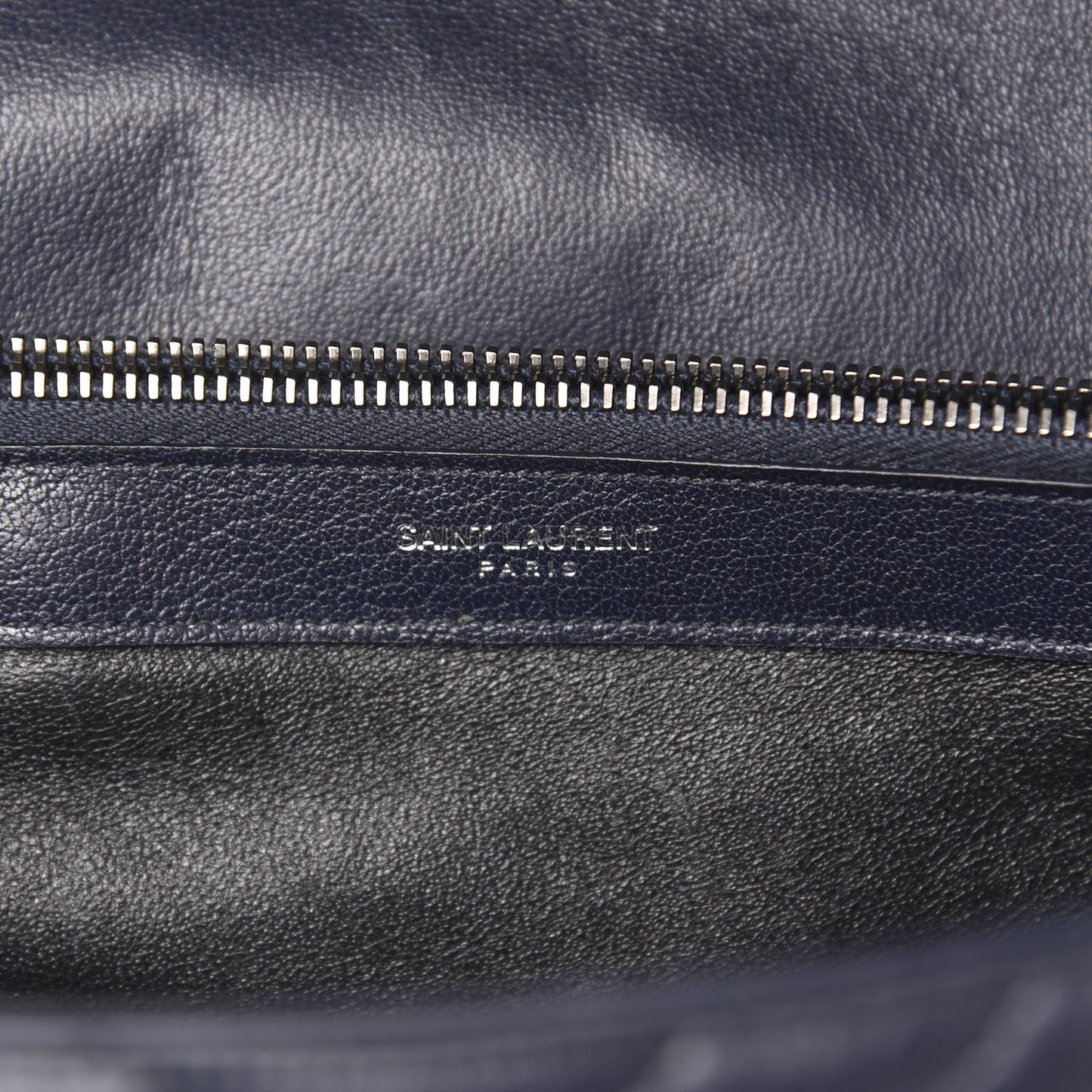 Sheepskin Matelasse Chevron Monogram Large College Satchel Navy Blue