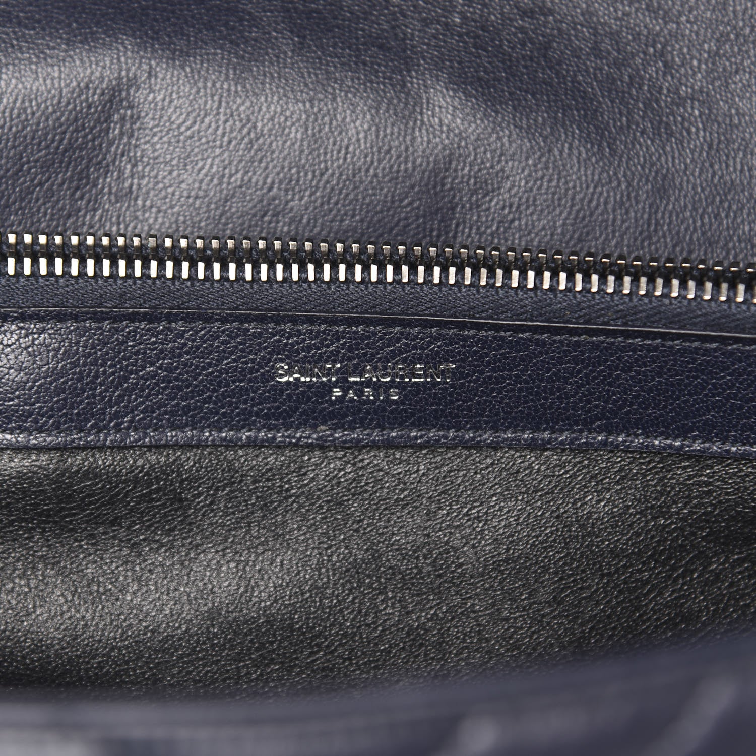 Saint Laurent Sheepskin Matelasse Chevron Monogram Large College Satchel Navy Blue 8 of 13