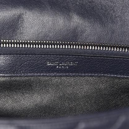 Saint Laurent Sheepskin Matelasse Chevron Monogram Large College Satchel Navy Blue 8 of 13