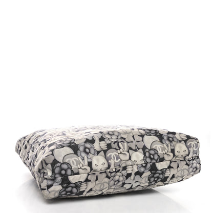 Chanel Nylon Cat Emoticon Tote Navy Silver 5 of 12