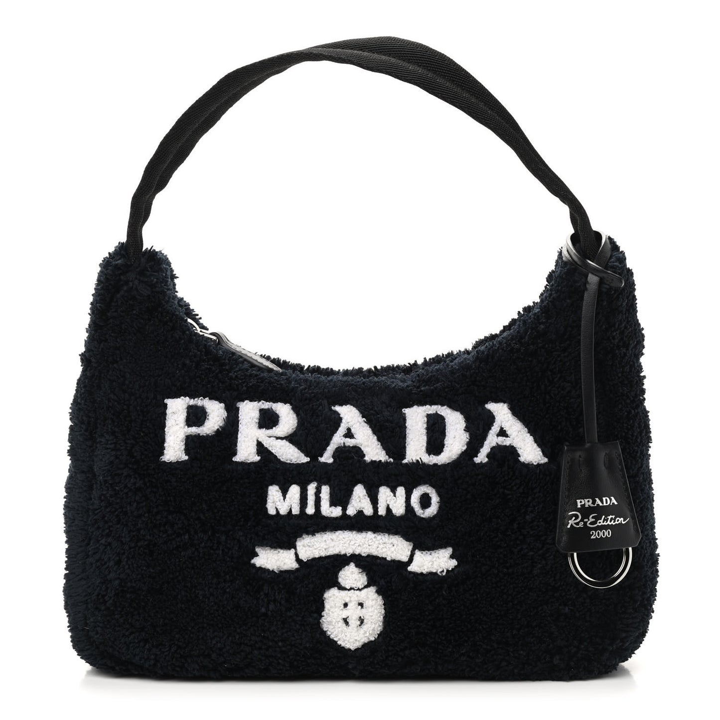Terry Cloth Mini Re-Edition 2000 Bag Black White