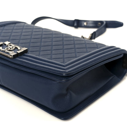 Chanel Calfskin Quilted New Medium Boy Flap Dark Blue 10 of 10