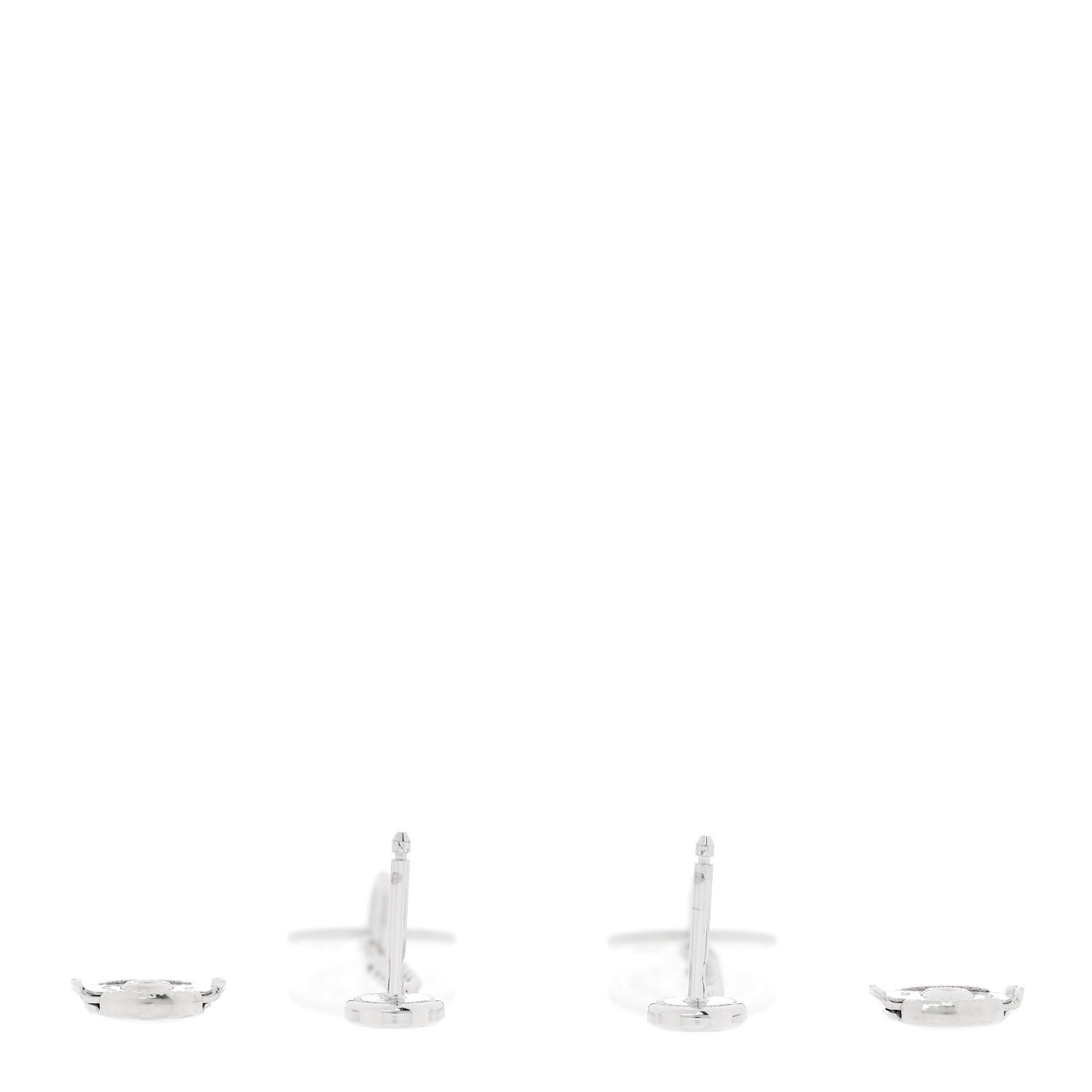 Hermes 18K White Gold Diamond Gambade Clou de Selle Earrings 3 of 4