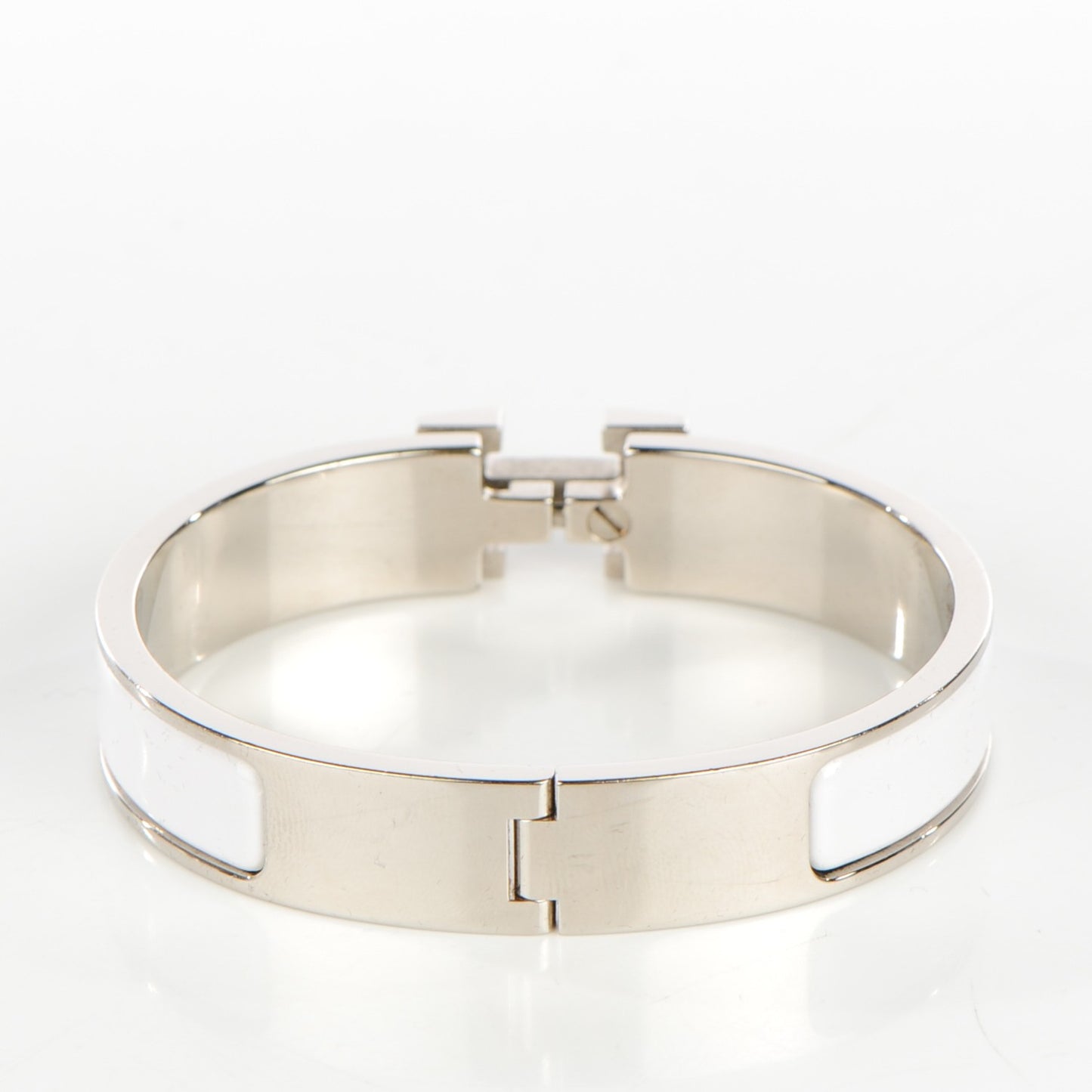 Enamel Narrow Clic Clac H Bracelet PM White