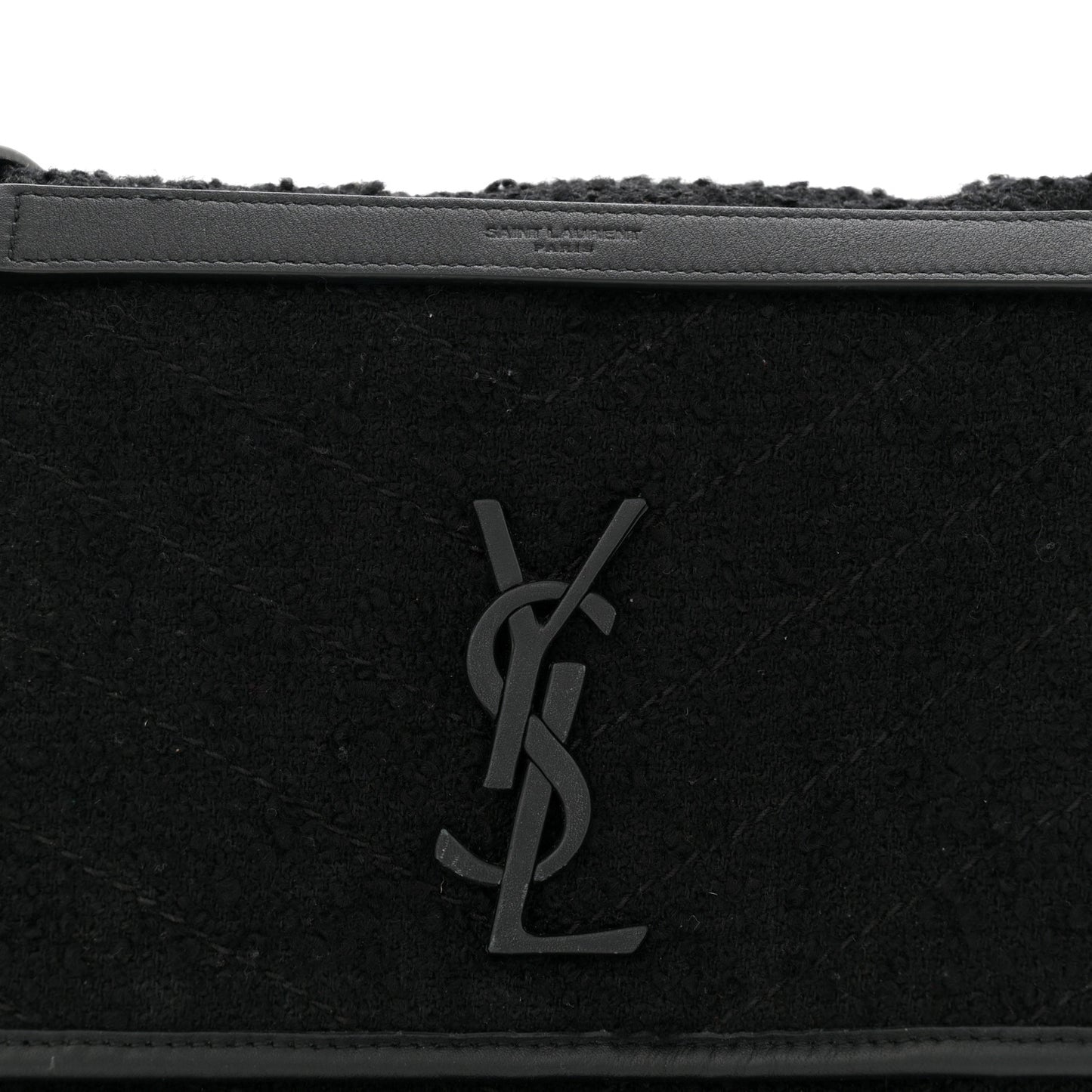 Boucle Tweed Monogram Medium Niki Chain Satchel Black