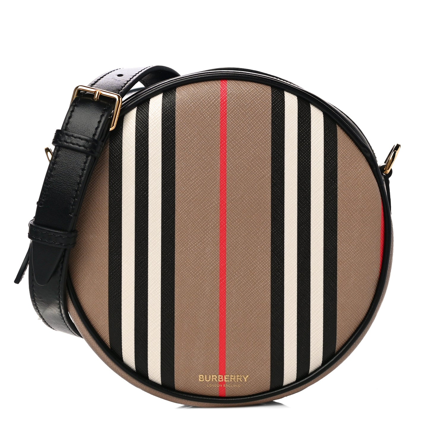 E-Canvas Calfskin Icon Stripe Louise Bag Archive Beige