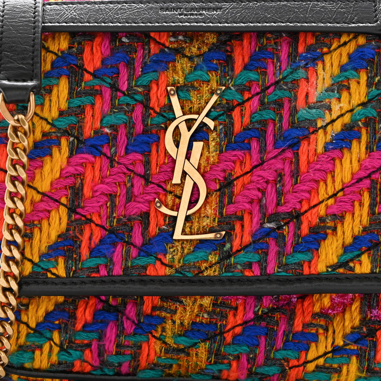 Tweed Calfskin Matelasse Monogram Baby Niki Chain Satchel Multicolor