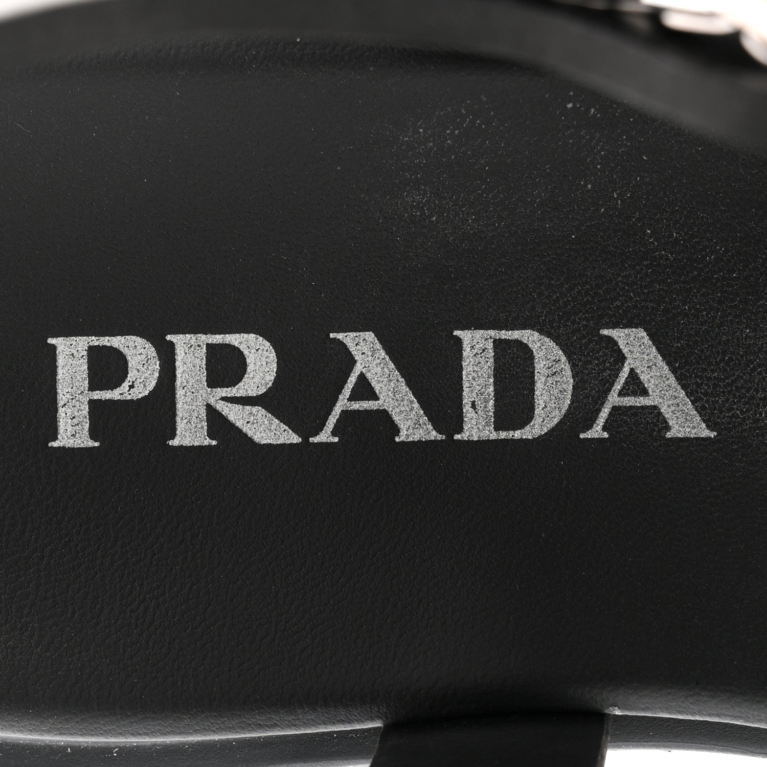 Prada Foam Rubber Triangle Logo Monolith 55mm Cage Sandals 39 Black 8 of 11