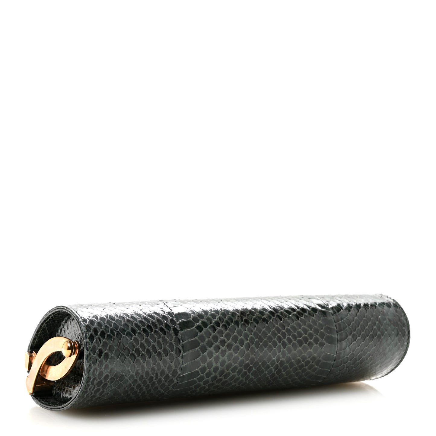 Elaphe Snakeskin Small Knotted Tube Evening Clutch Green