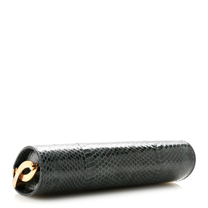 Jimmy Choo Elaphe Snakeskin Small Knotted Tube Evening Clutch Green 4 of 8