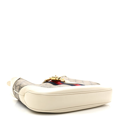 Gucci GG Supreme Monogram Azalea Calfskin Web Small Jackie 1961 Hobo Beige Ebony Mystic White 4 of 10