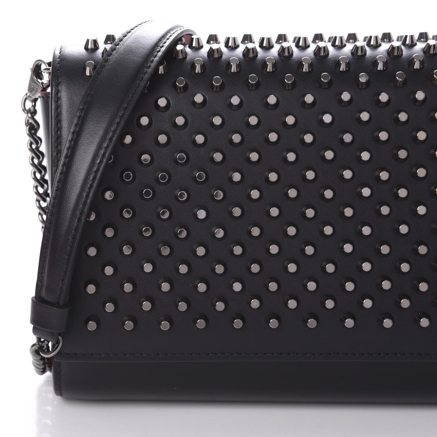 Calfskin Patent Spikes Paloma Clutch Black