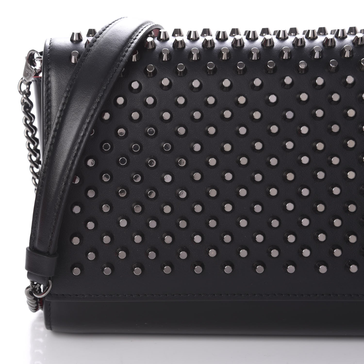 Christian Louboutin Calfskin Patent Spikes Paloma Clutch Black 13 of 14