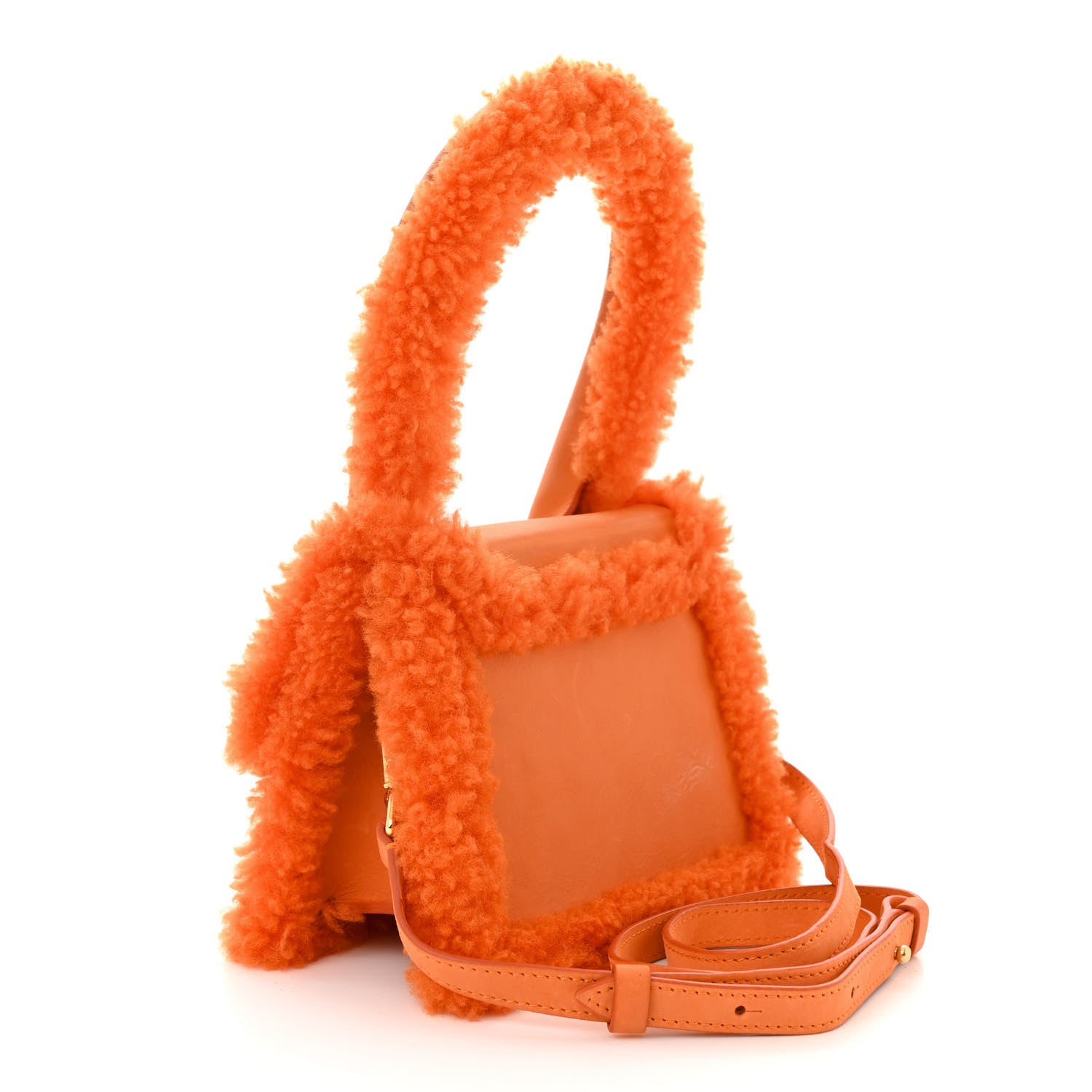 Jacquemus Calfskin Shearling Le Chiquito Moyen Orange 3 of 10