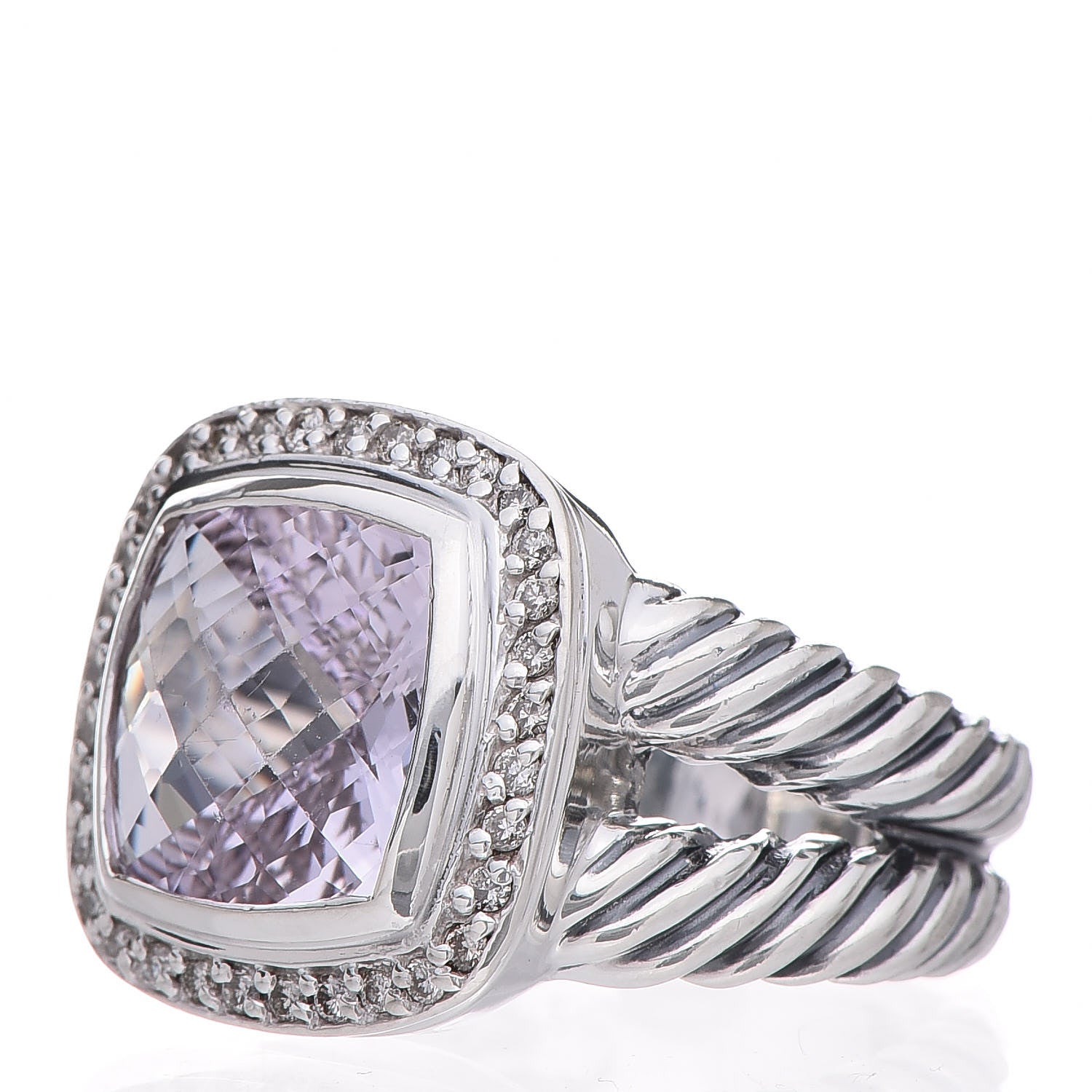 David Yurman Sterling Silver Diamond Lavender Amethyst 11mm Albion Ring 54 7 4 of 6