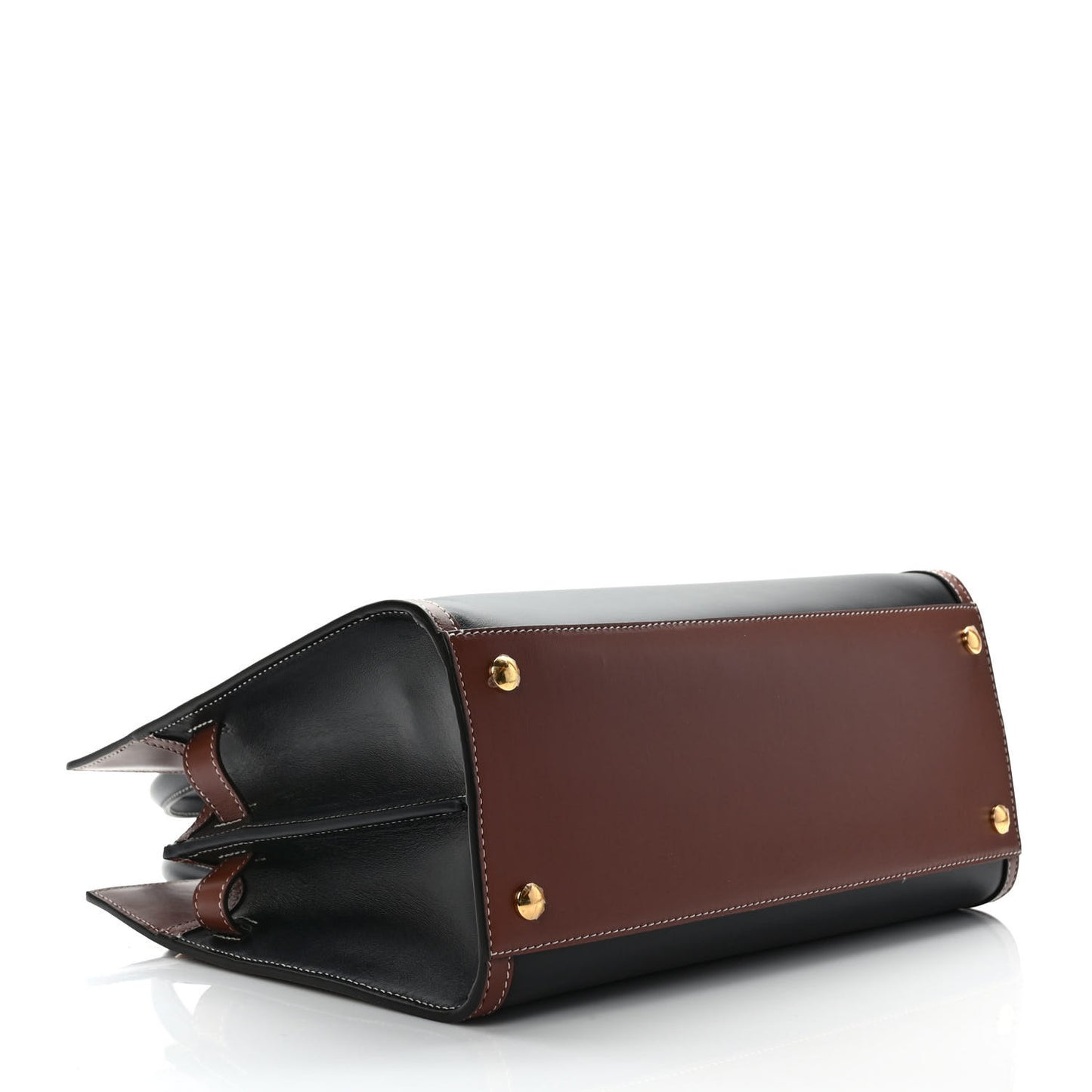 Calfskin Vintage Check Small Two Handle Title Bag Black
