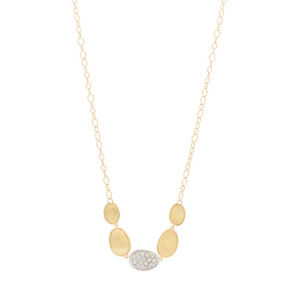 Marco Bicego 18K Yellow White Gold Diamond Lunaria Petite 5 Station Necklace 1 of 6
