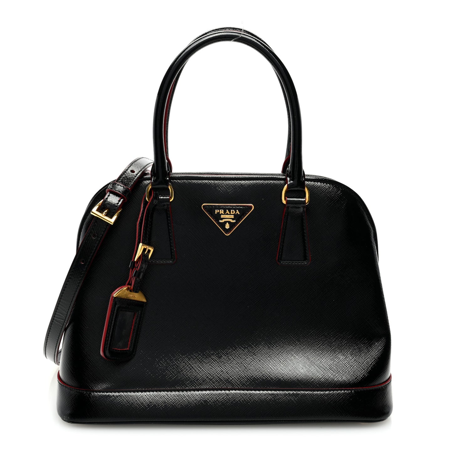 Saffiano Vernice Small Promenade Tote Black Rosso