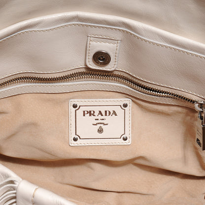 Prada Vitello Shine Fringe Studded Flap Hobo Talco 6 of 8