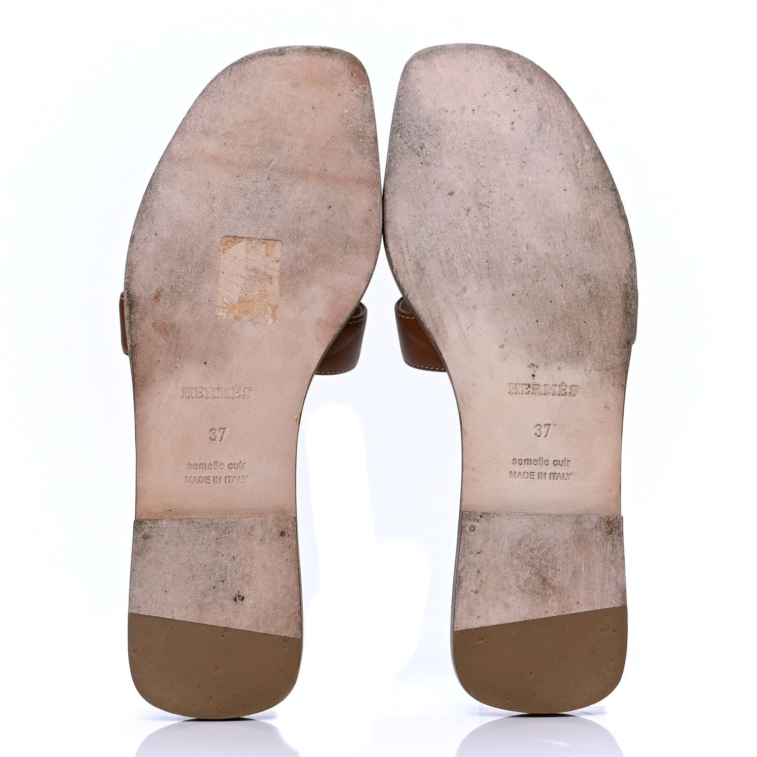 Hermes Box Calfskin Oran Sandals 37 Gold 5 of 5