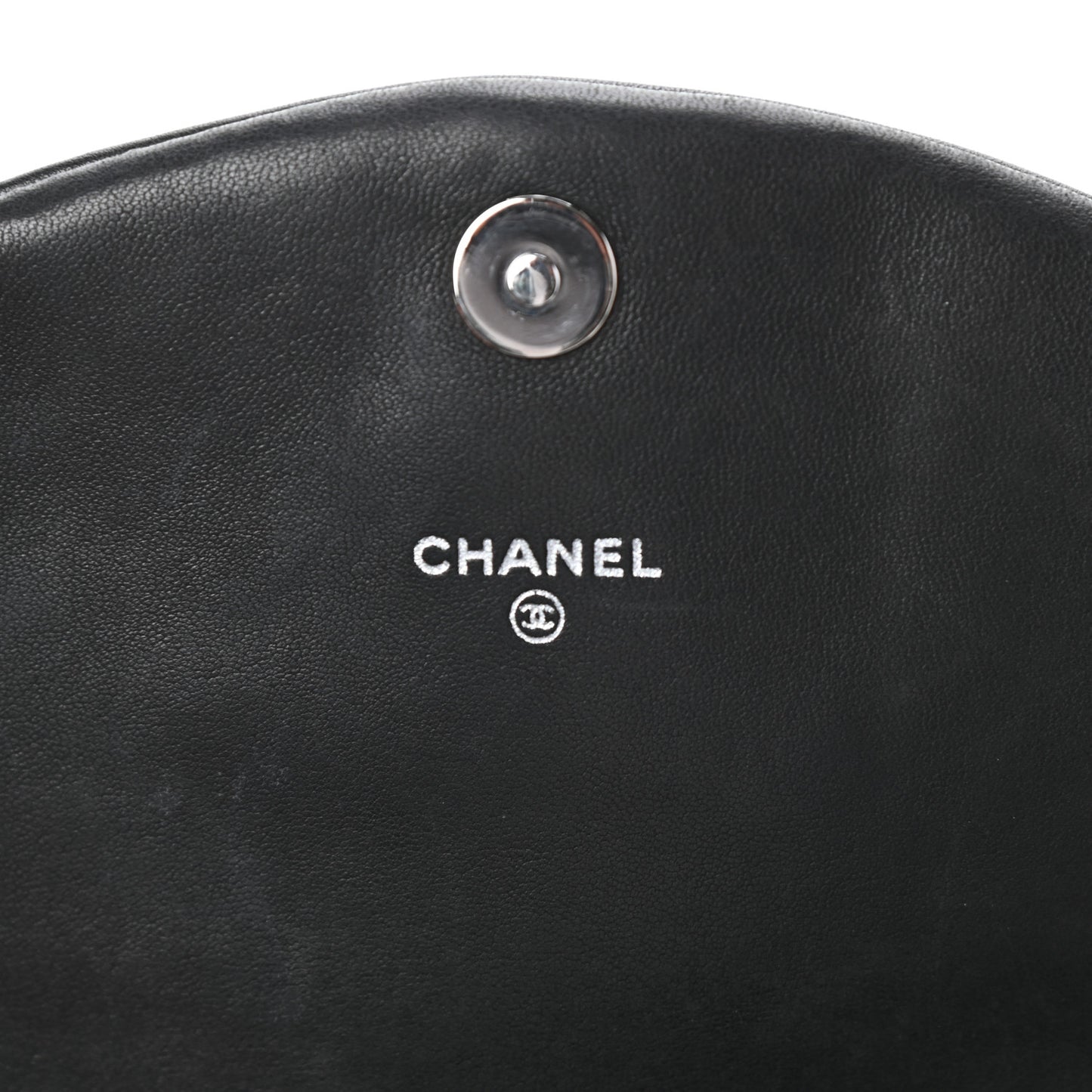 Lambskin Half Moon Wallet On Chain WOC Black