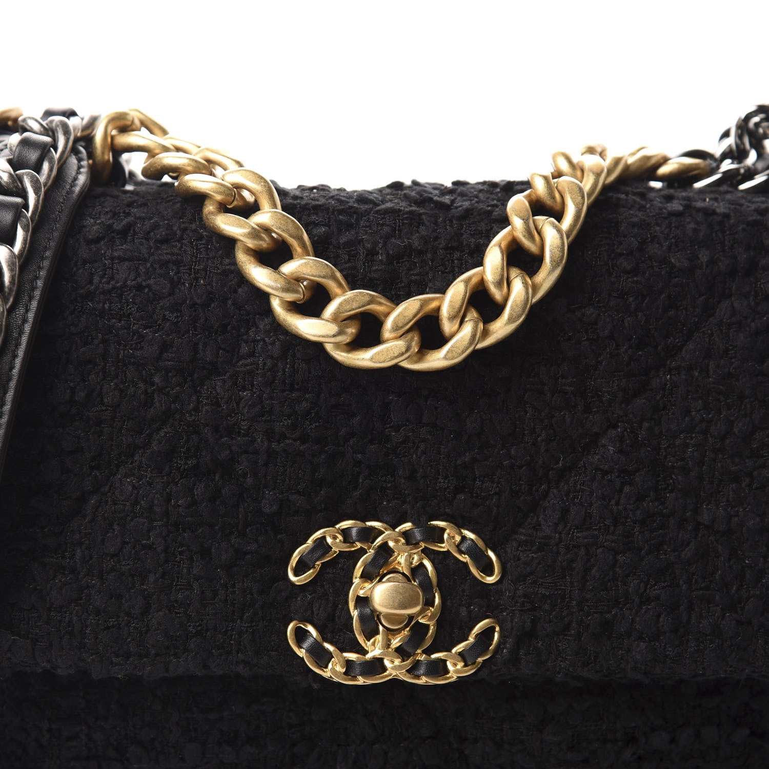 Chanel Tweed Quilted Medium 19 Flap Black 10 of 10