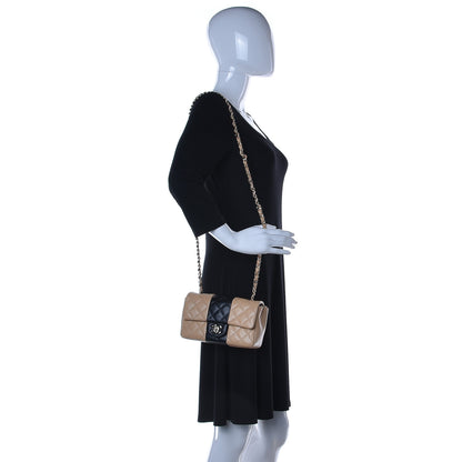 Chanel Lambskin Quilted Mini Rectangular Flap Beige Black 2 of 12