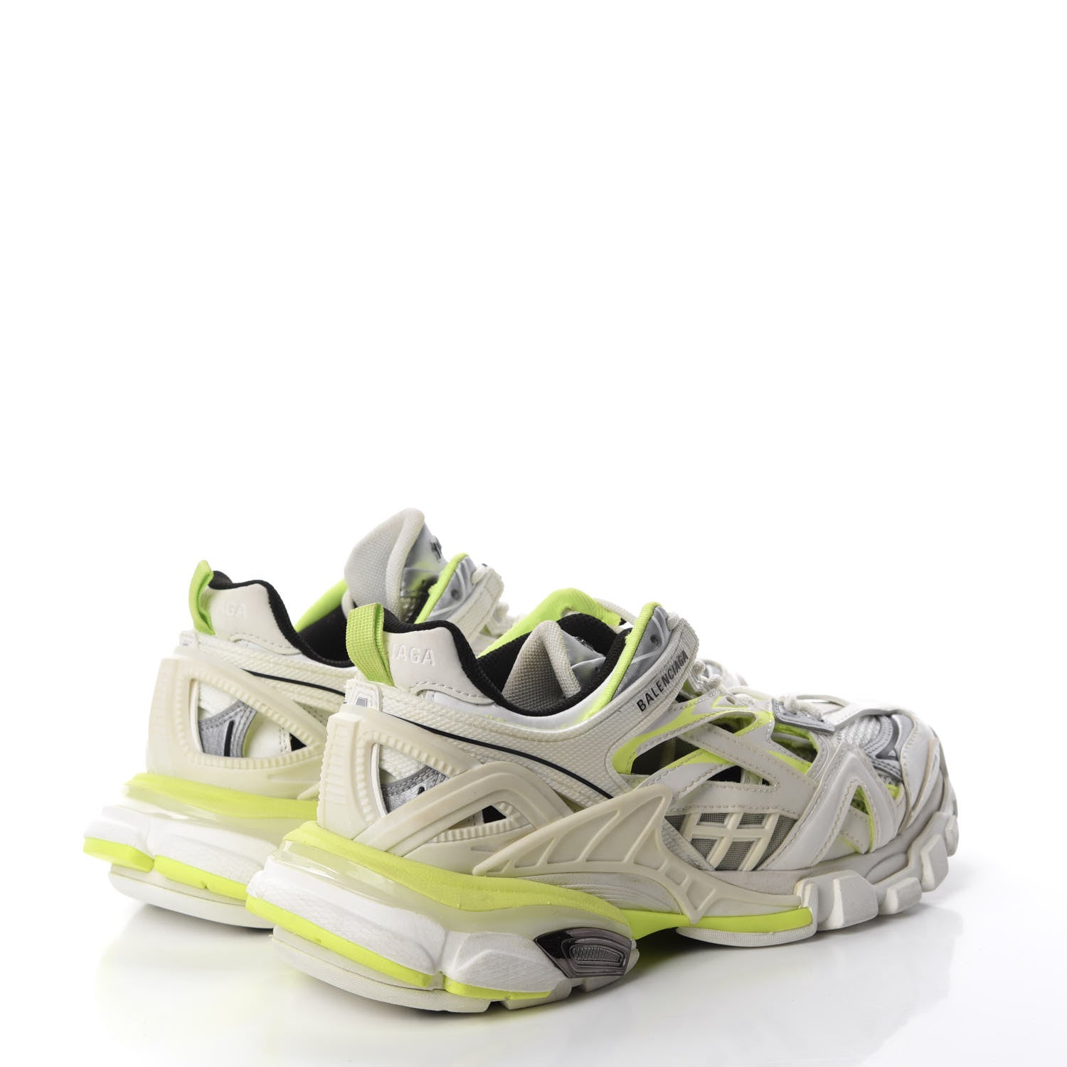 Balenciaga Rubber Mesh Bi-Color Womens Track.2 Open Sneakers 37 White Fluo Yellow 4 of 7