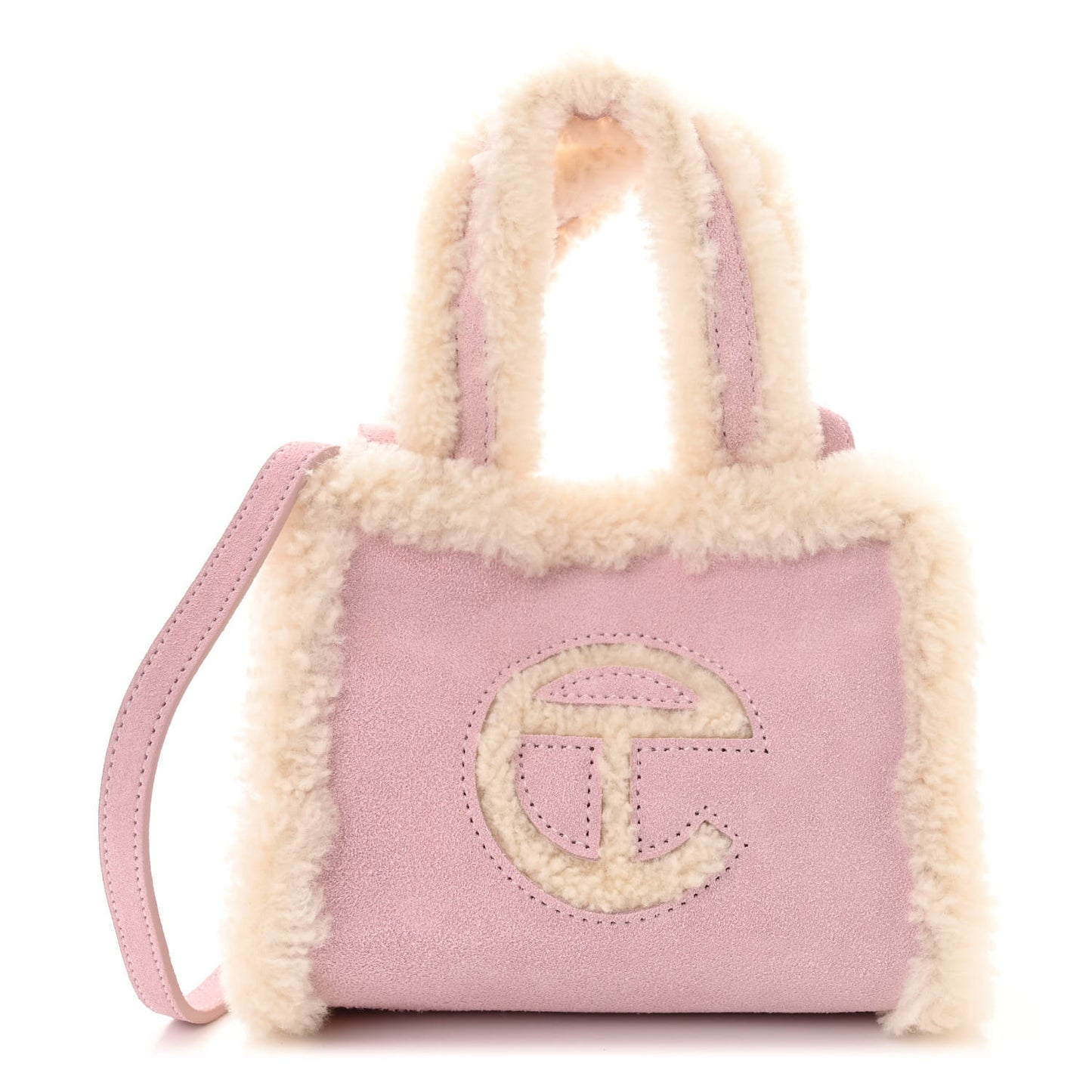 X UGG Suede Shearling Small Shopping Bag Pink