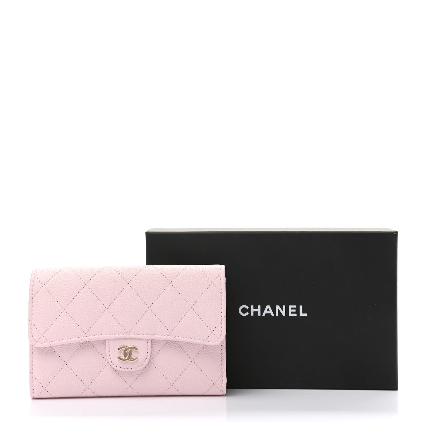 Caviar Quilted Medium Flap Wallet Pink