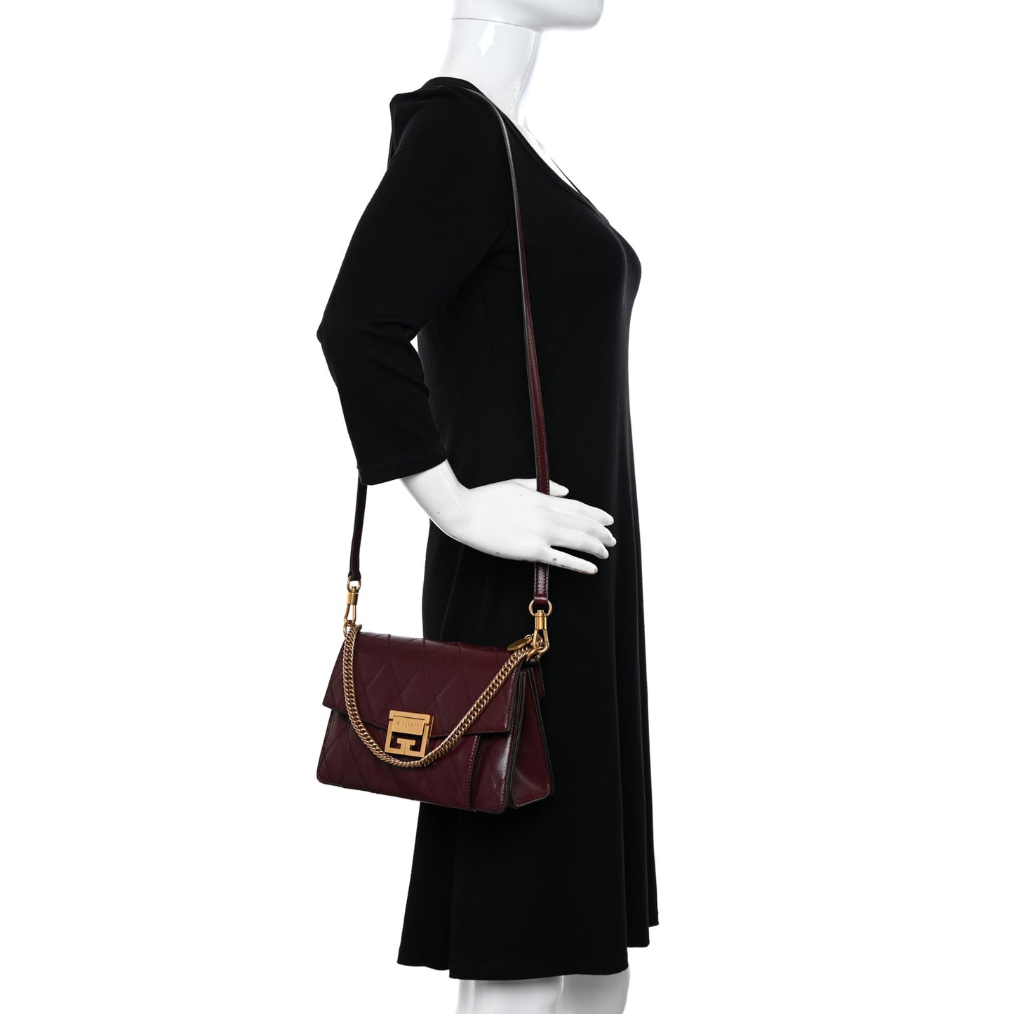 Goatskin Quilted Small GV3 Shoulder Bag Aubergine