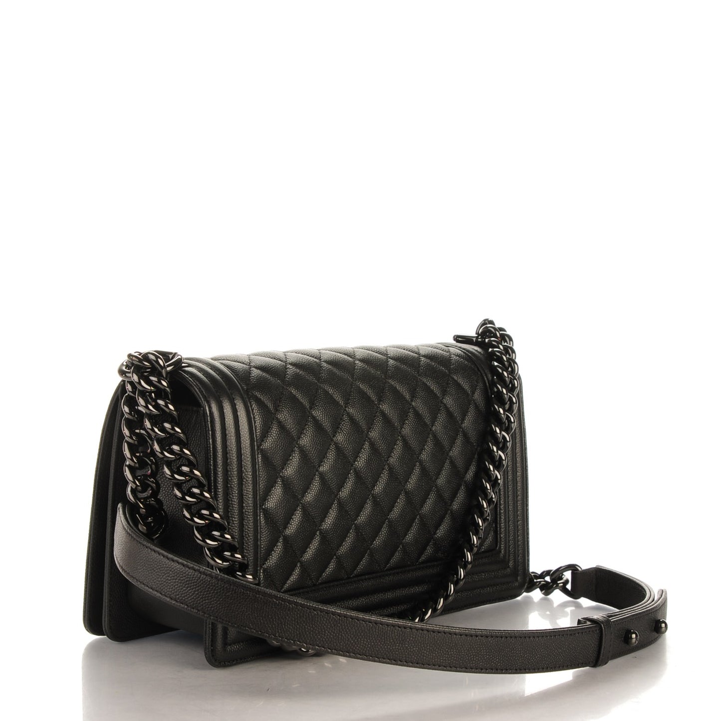 Caviar Quilted Medium Boy Flap So Black