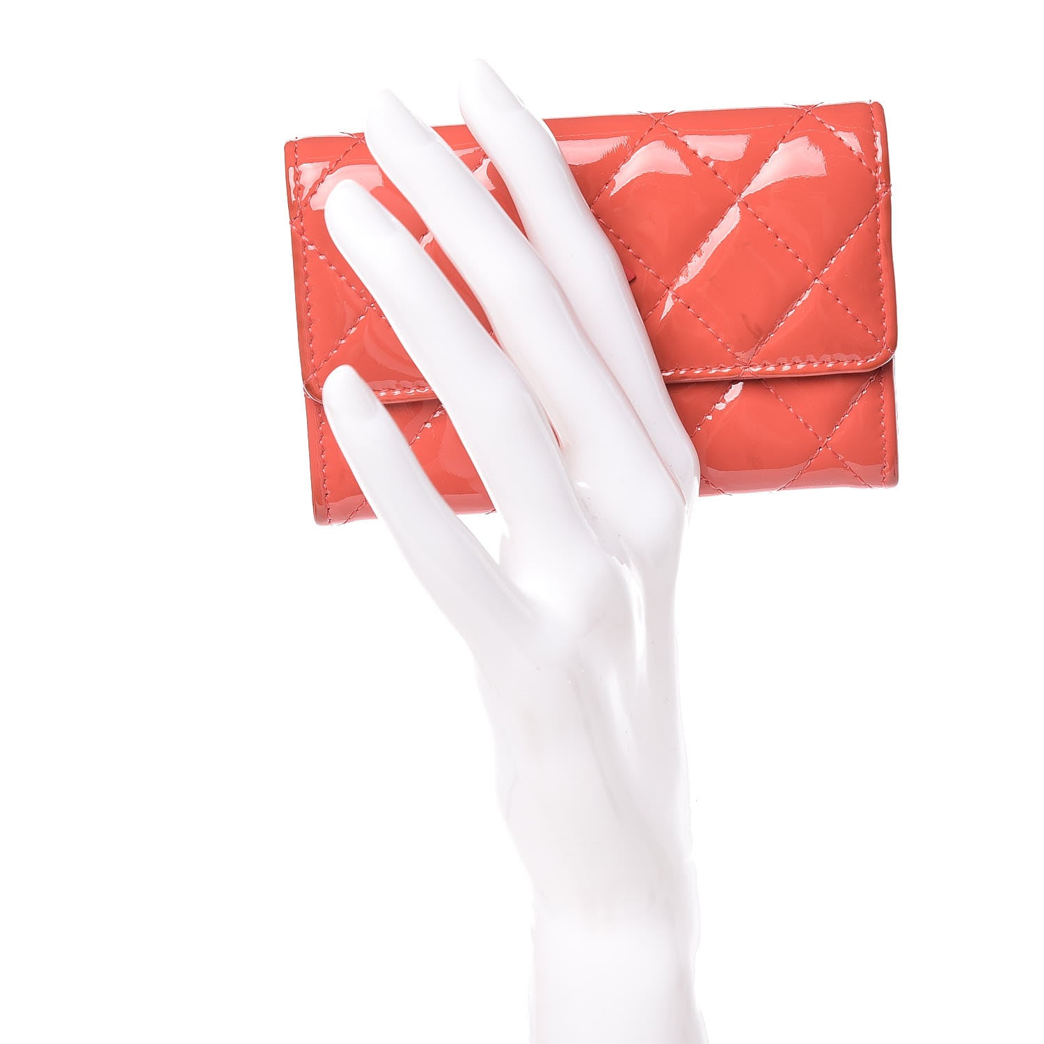 Chanel Patent Quilted Flap Card Holder Dark Pink 2 of 13