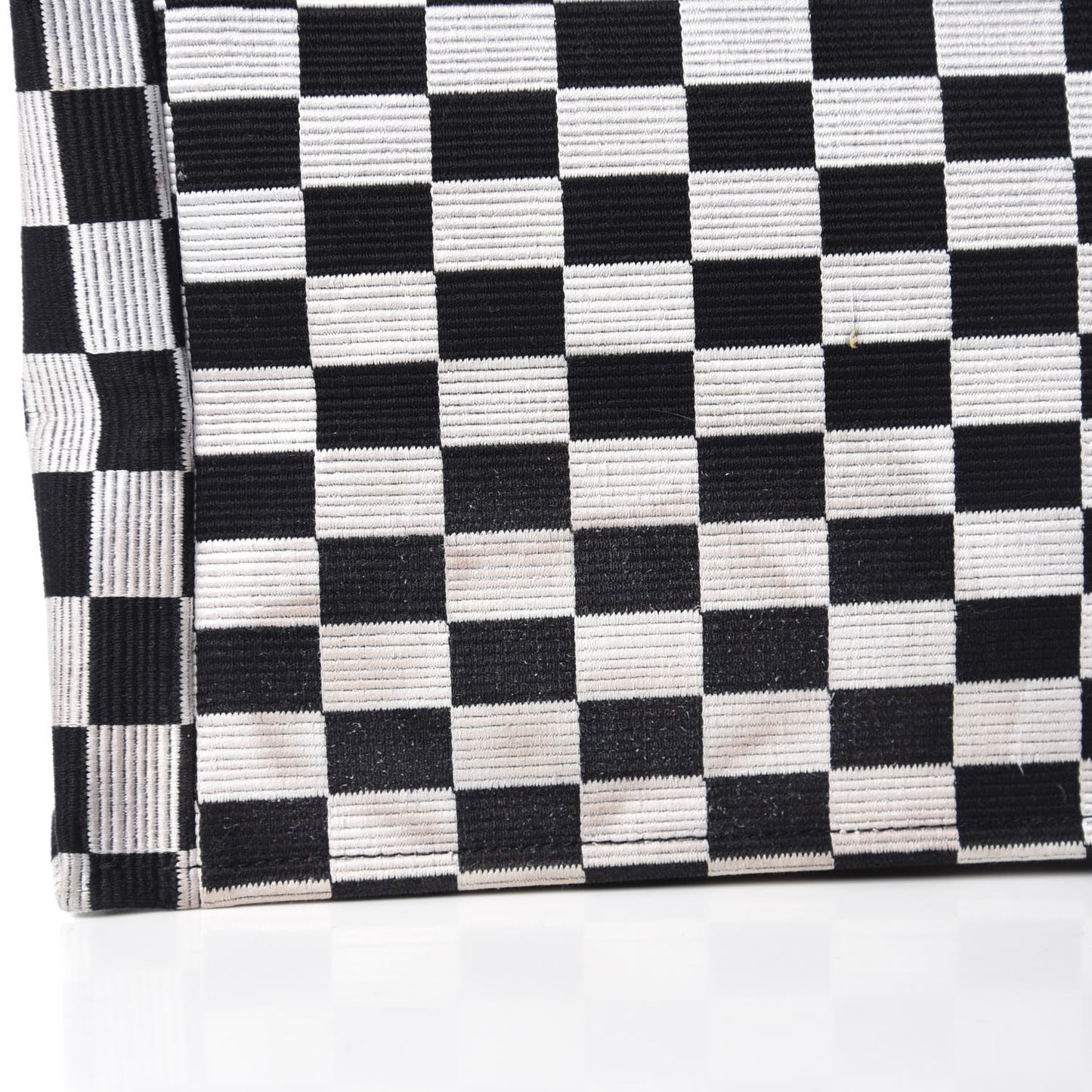 Canvas Embroidered Checkered Book Tote Black White