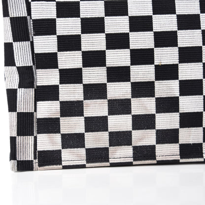 Christian Dior Canvas Embroidered Checkered Book Tote Black White 11 of 11