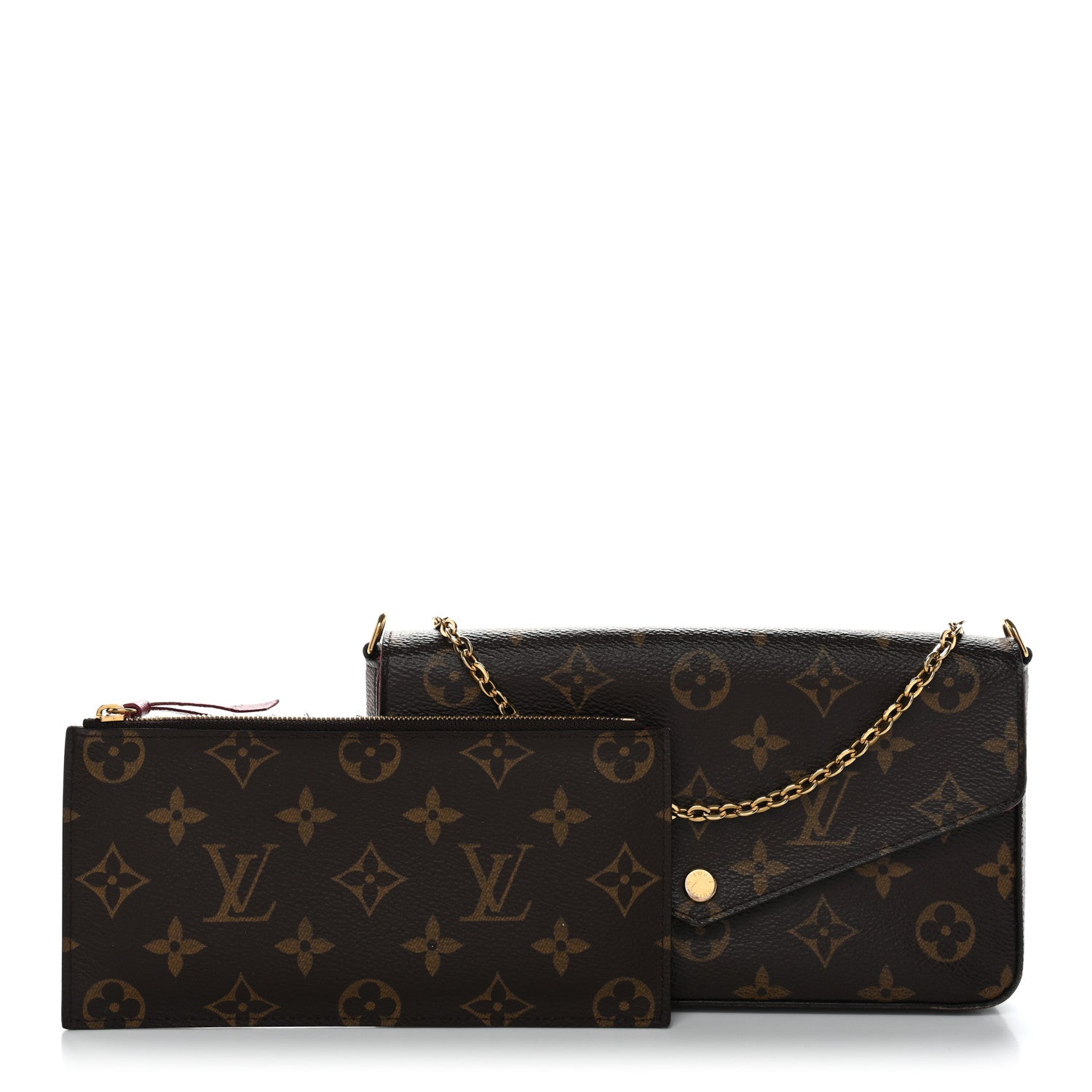 Louis Vuitton Monogram Pochette Felicie Chain Wallet Fuchsia 3 of 14