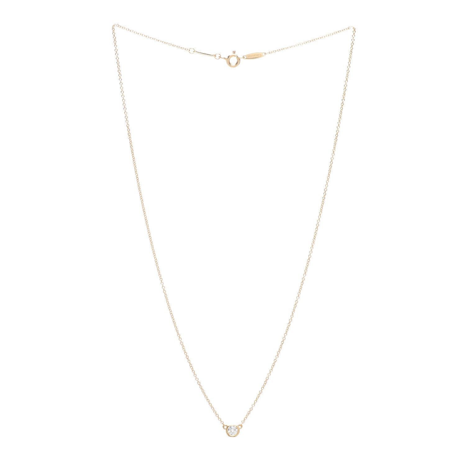 Tiffany 18K Yellow Gold Diamond .15ct Elsa Peretti Diamonds by the Yard Pendant Necklace 3 of 4