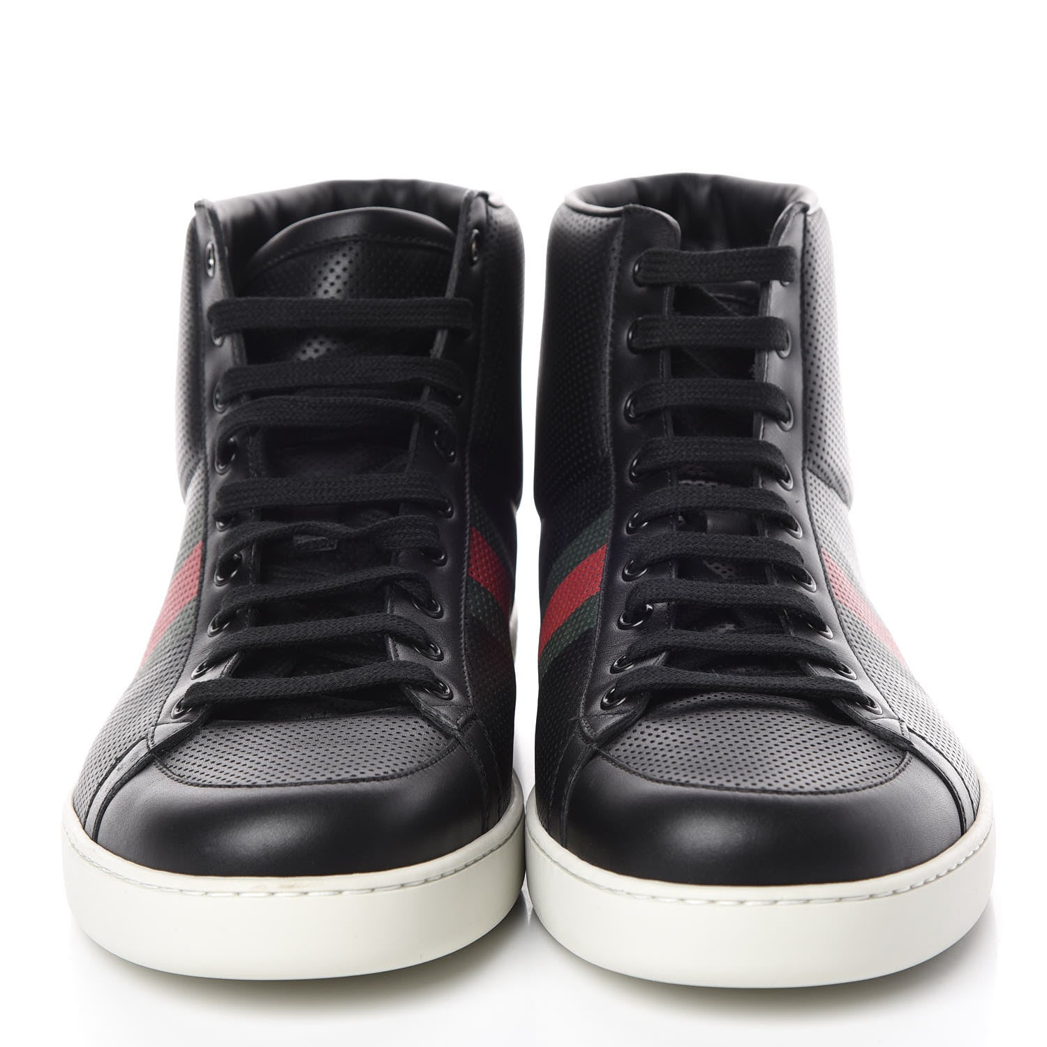 Gucci Calfskin Mens Web High Top Sneakers 12 Black 2 of 7
