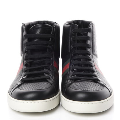 Gucci Calfskin Mens Web High Top Sneakers 12 Black 2 of 7