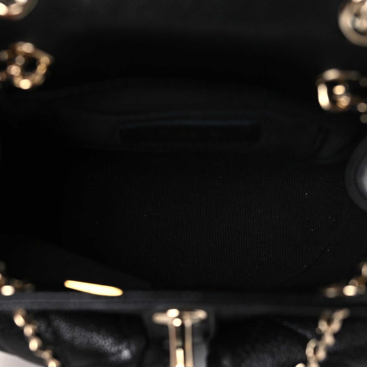 Shiny Caviar Quilted Small Duma Pockets Drawstring Backpack Black