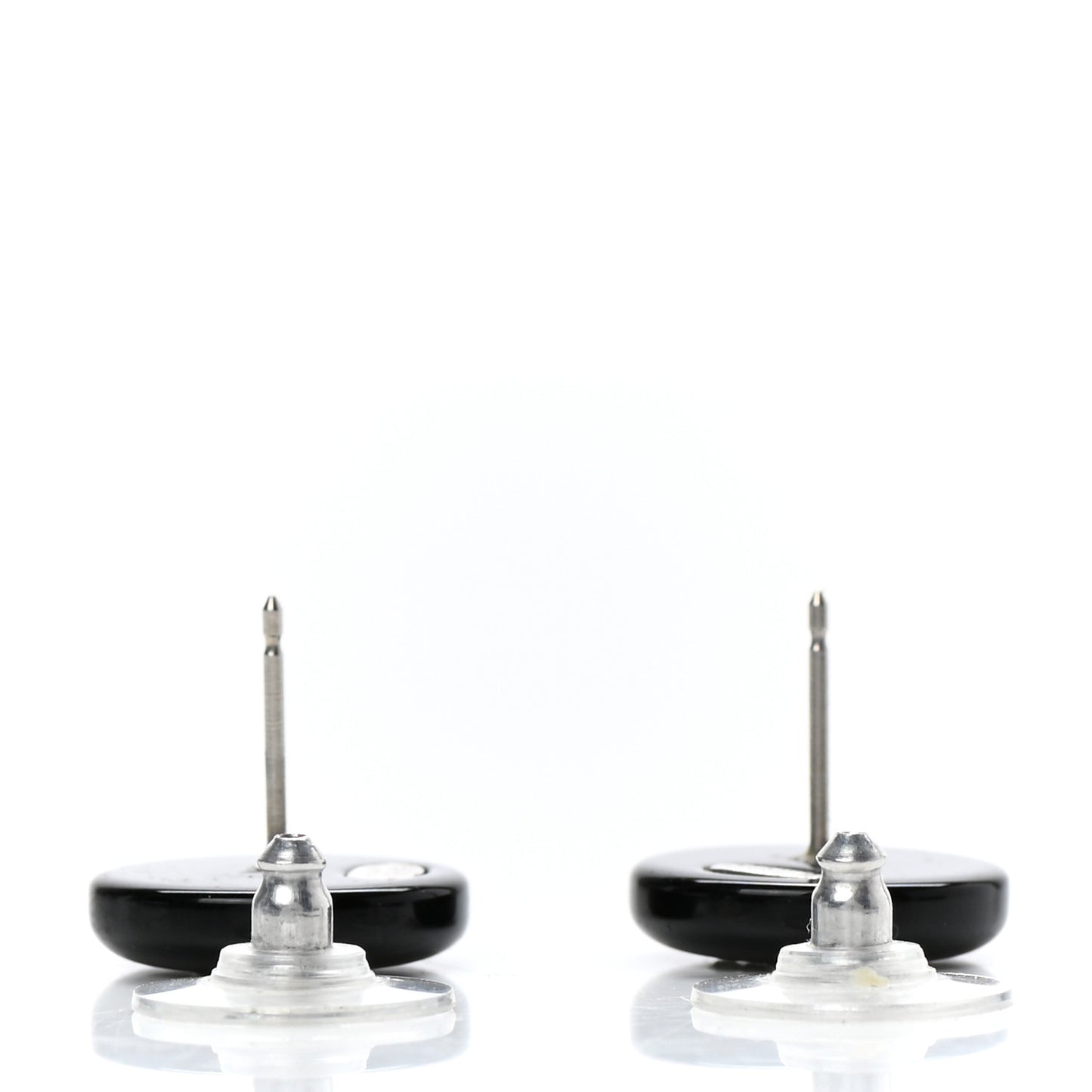 Resin Crystal CC Earrings Black