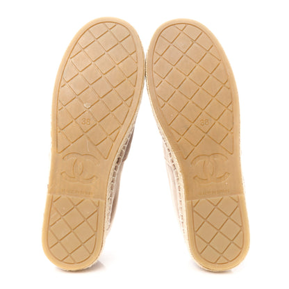 Chanel Velvet Logo Espadrilles 38 Beige Black 5 of 9