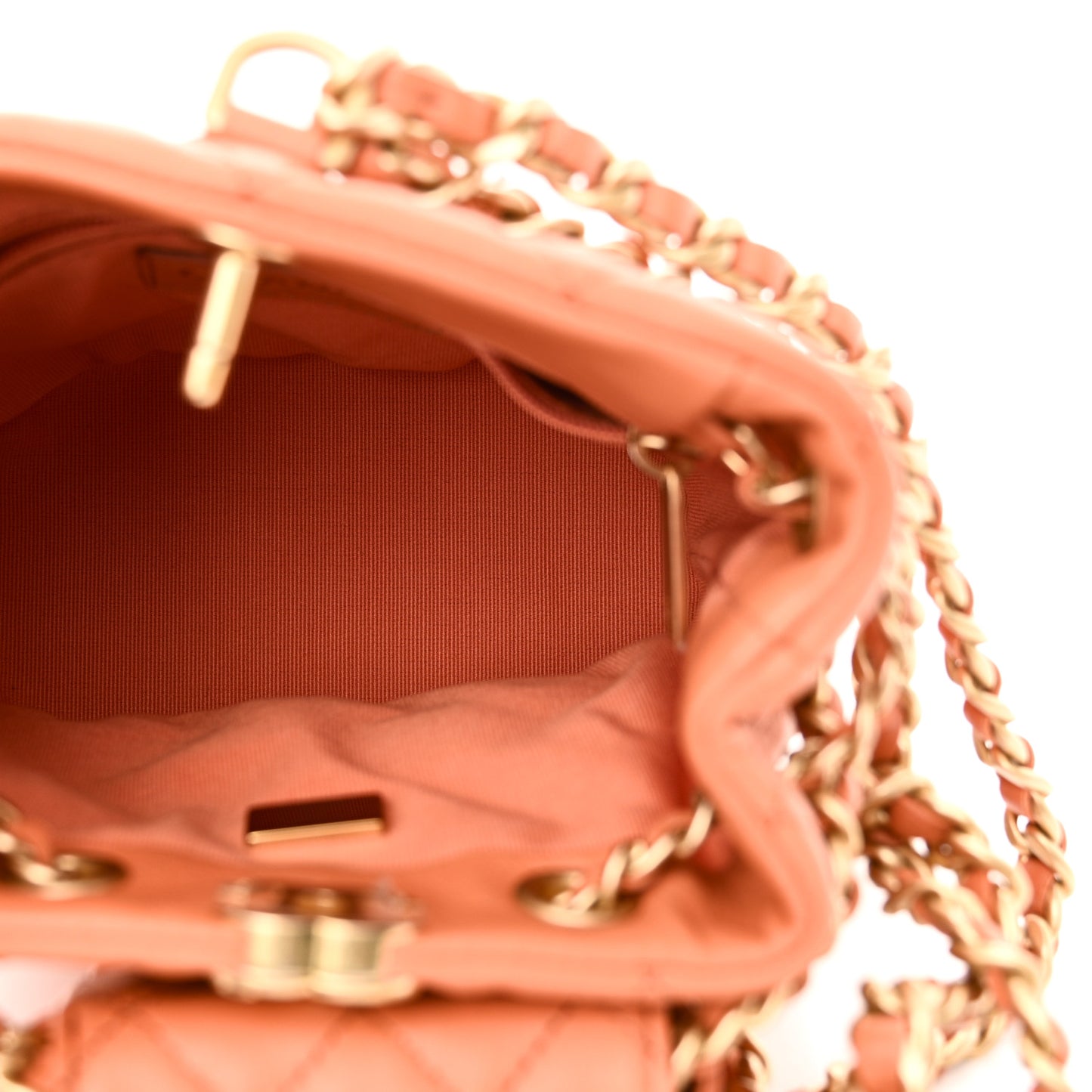 Calfskin Quilted Small CC Chain Bucket Backpack Orange