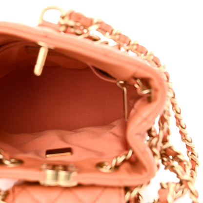 Chanel Calfskin Quilted Small CC Chain Bucket Backpack Orange 5 of 10