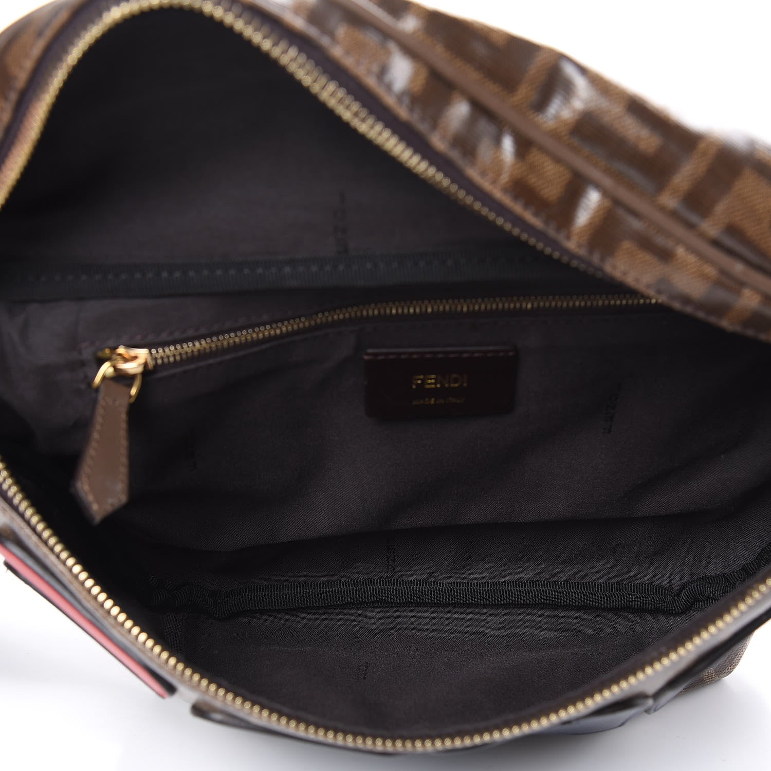 Fendi X FILA Glazed Fabric Vitello Century FF 1974 Mania Belt Bag Mogano Panna Blueberry 5 of 10