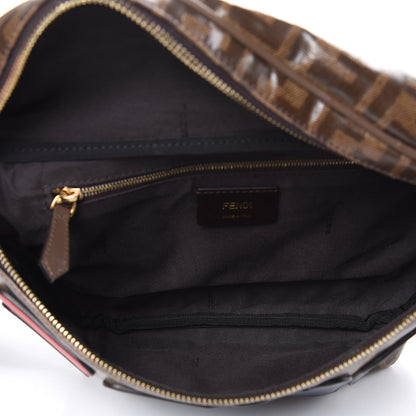 Fendi X FILA Glazed Fabric Vitello Century FF 1974 Mania Belt Bag Mogano Panna Blueberry 5 of 10